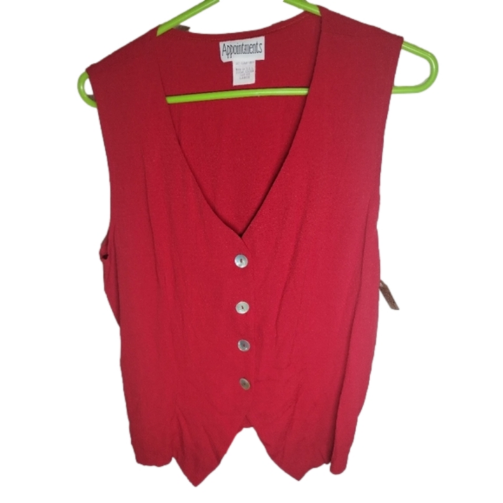 NWT Womens Large Appointments Red Top with back tie